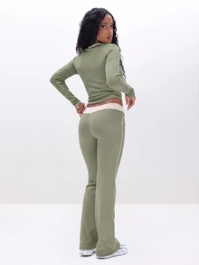 BABYPHAT Women's Letter Print Casual Long Sleeve Top For Daily Wear - Army Green - View 8