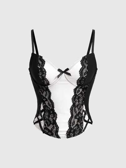 Goth Y2K Sexy Lace Waist Wrapped Crop Top, Party And Festival Wear