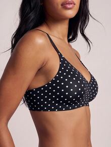 Barelissa 1pc Seamless Polka Dot Jelly Glue Plus Size Bra For Women - Black - View 4