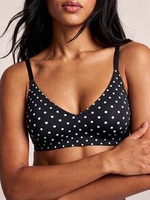 Barelissa 1pc Seamless Polka Dot Jelly Glue Plus Size Bra For Women - Black - View 1