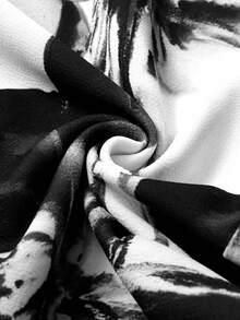 EMERY ROSE Women's Floral Print Long Sleeve Zipper Collar Baseball Jacket Fall Winter Cloth For Women - Black and White - View 9