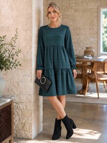 EMERY ROSE Women's Casual Mid-Length Dress For Autumn - Lake Blue - View 6