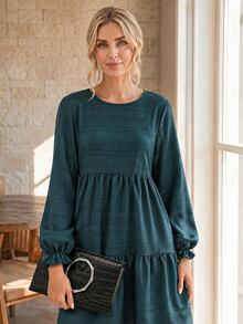 EMERY ROSE Women's Casual Mid-Length Dress For Autumn - Lake Blue - View 3