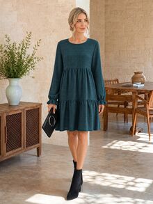 EMERY ROSE Women's Casual Mid-Length Dress For Autumn - Lake Blue - View 5