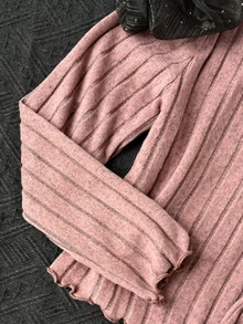 SHEIN 女童兩件式抓絨V領長袖睡衣套裝，適合秋季、冬季、萬聖節與聖誕派對 - 粉色 - 查看 8
