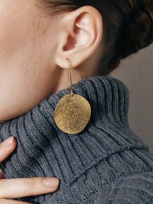 Ashenrae Round Drop Earrings - Yellow Gold - View 5