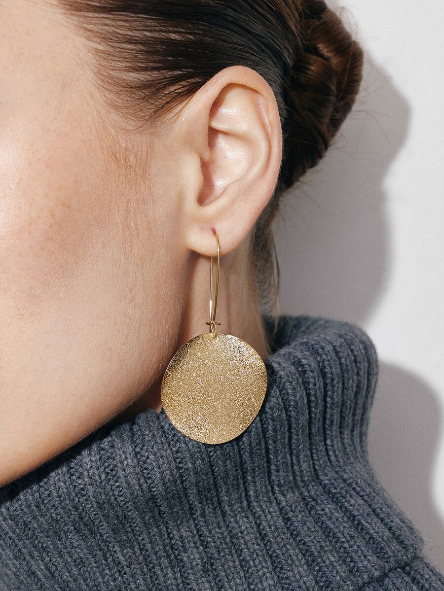 Ashenrae Round Drop Earrings - Yellow Gold - View 1