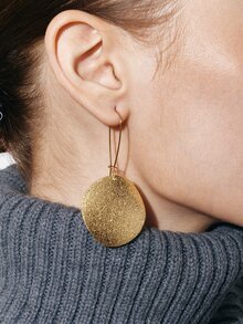 Ashenrae Round Drop Earrings - Yellow Gold - View 4