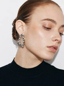 Ashenrae 1pair Exaggerated Large Hollow Out European And American Style Women Stud Earrings - Geometric Earrings - View 4