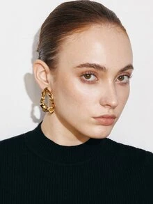 Ashenrae 1pair Exaggerated Large Hollow Out European And American Style Women Stud Earrings - Geometric Earrings - View 5