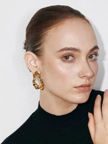 Ashenrae 1pair Exaggerated Large Hollow Out European And American Style Women Stud Earrings - Geometric Earrings - View 9
