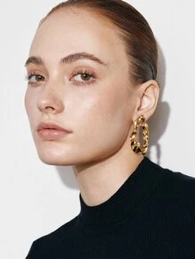 Ashenrae 1pair Exaggerated Large Hollow Out European And American Style Women Stud Earrings - Geometric Earrings - View 10