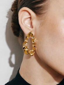 Ashenrae 1pair Exaggerated Large Hollow Out European And American Style Women Stud Earrings - Geometric Earrings - View 6