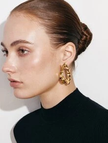 Ashenrae 1pair Exaggerated Large Hollow Out European And American Style Women Stud Earrings - Geometric Earrings - View 8