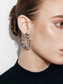 Ashenrae 1pair Exaggerated Large Hollow Out European And American Style Women Stud Earrings - Geometric Earrings - View 1