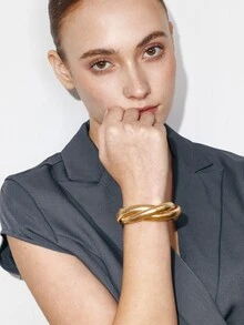 Ashenrae Twist thiết kế Cuff Bangle - Vàng - Xem 5