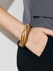 Ashenrae Twist thiết kế Cuff Bangle - Vàng - Xem 1