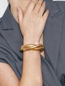 Ashenrae Twist thiết kế Cuff Bangle - Vàng - Xem 4