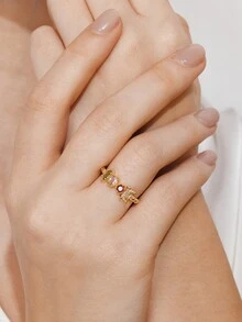 Ashenrae 1 PC Luxury Cubic Zirconia Ring For Women For Wedding Engagement Party Jewelry Valentine's Day Gift - 1# - View 4