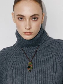 Ashenrae 1pc Vintage Bohemian Geometric Line Design Pendant Necklace, Suitable For Vacation Wear All Seasons - Necklace - View 3
