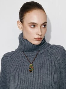 Ashenrae 1pc Vintage Bohemian Geometric Line Design Pendant Necklace, Suitable For Vacation Wear All Seasons - Necklace - View 5