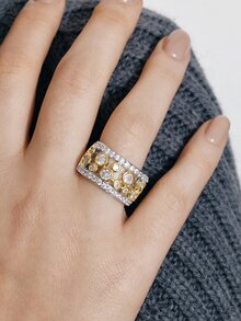 Ashenrae 1pc Women's Fashionable Copper Zirconia Ring, Suitable For Daily Wear - Multicolor - View 2
