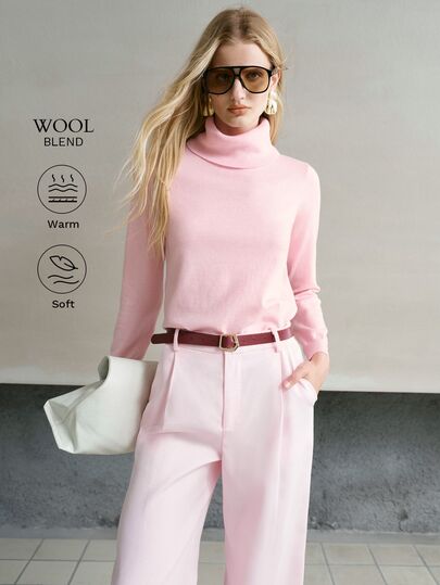 MOTF PREMIUM Suéter de cuello alto de unicolor minimalista casual para mujer otoño/invierno