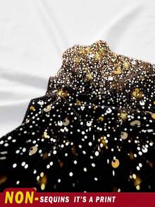 SHEIN EZwear 女士休闲紧身迷你吊带连衣裙，金色水钻印花设计，极简主义，适合生日、返校节、派对 - 白色 - 查看 6