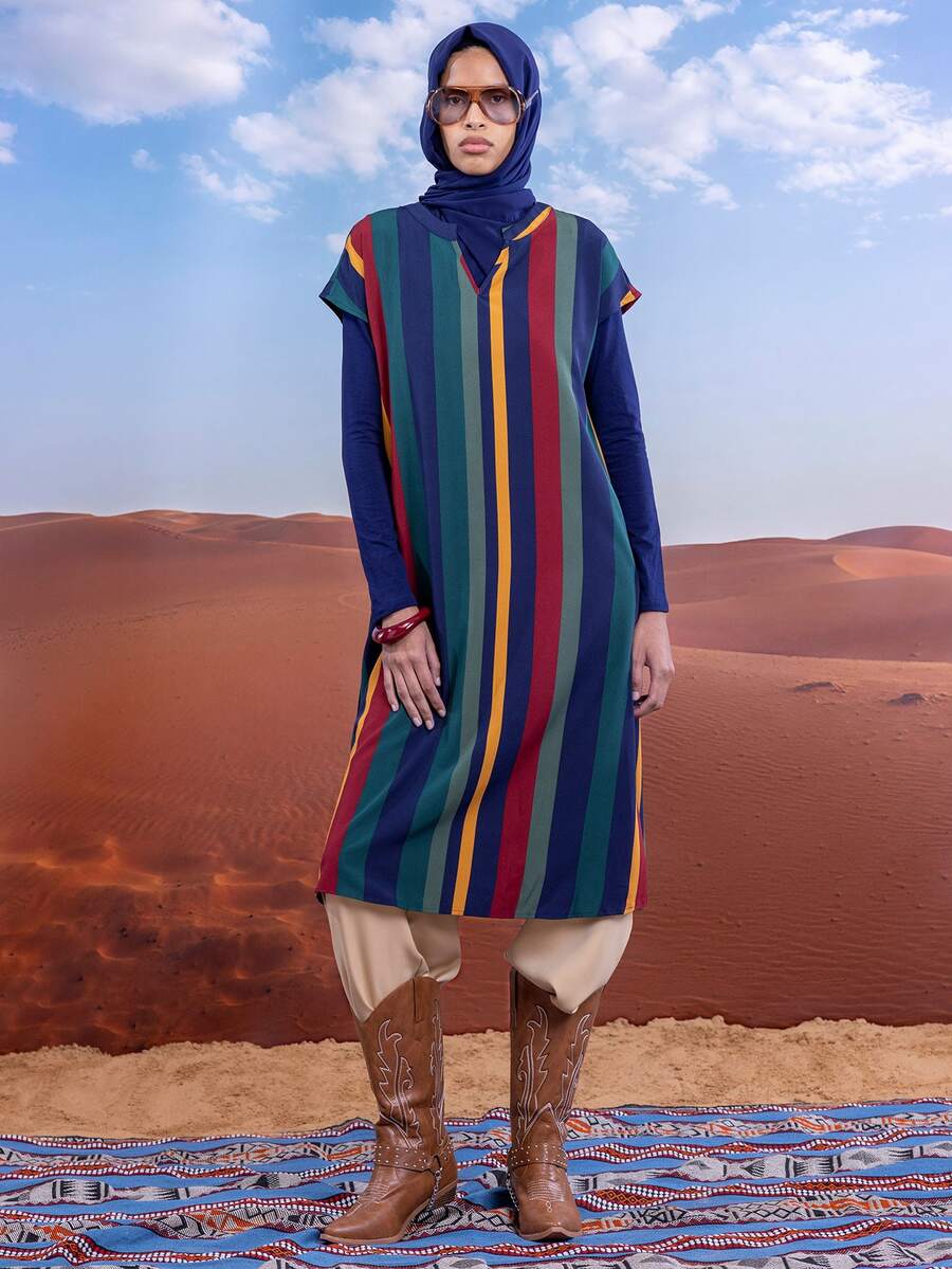 East & Noor 女士中长款休闲连衣裙,时尚简约,适合日常穿着和度假。 - 彩色 - 查看 1