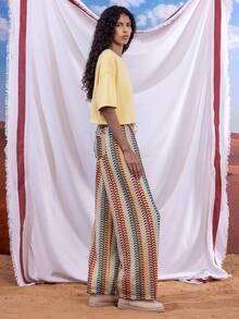 East & Noor Women's Cream Yellow Short Sleeve Casual Round Neck T-Shirt, Summer - Yellow - View 7