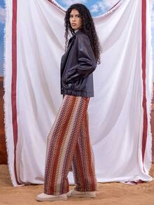East & Noor Drop Shoulder Zip Up PU Cropped Leather Jacket In Fall/Winter - Maroon - View 4