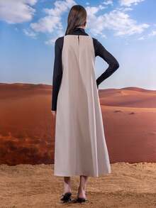 East & Noor Women's Color Block Casual Party Long Dress,Summer Dresses For Women - Khaki - View 3
