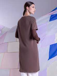 East & Noor Split Hem Tee Dress Summer Dress Summer Outfit For Women - Brown - View 3