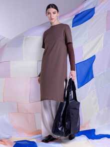 East & Noor Split Hem Tee Dress Summer Dress Summer Outfit For Women - Brown - View 6
