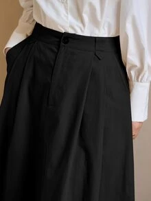 DAZY Plain Pocket Casual Black Skirt, Daily Wear - Black - View 5
