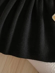 SHEIN Young Girl Young Girl Young Girl Young Girl Young Girl Knit Casual Minimalist Comfortable Peter Pan Collar Colorblock Bow Decor Sweater Autumn Dress - Multicolor - View 7
