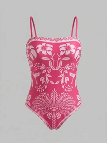Swim Oasis 女款花卉印花連體泳衣附遮陽短褲套裝，度假適用 - 彩色 - 查看 4