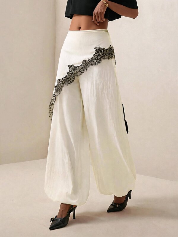 Briarwyn Women's Contrast Lace Loose Wide Leg Pants