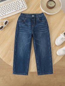Tween Boy Fall/Winter Retro Dark Blue Ruffled Bottom Loose Jeans For Black To School And Vacation - Blue - View 6