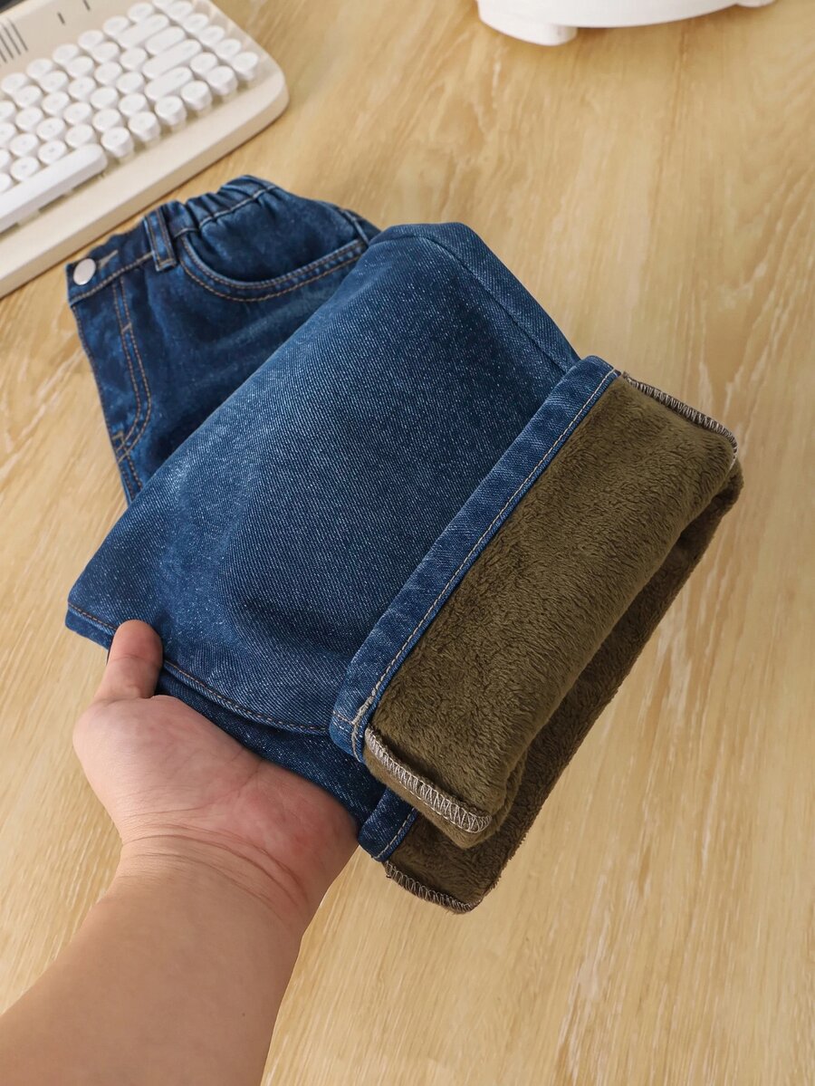Tween Boy Fall/Winter Retro Dark Blue Ruffled Bottom Loose Jeans For Black To School And Vacation - Blue - View 1