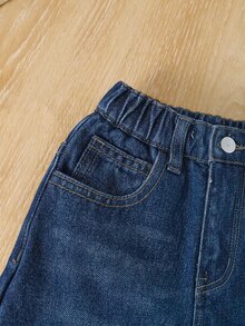 Tween Boy Fall/Winter Retro Dark Blue Ruffled Bottom Loose Jeans For Black To School And Vacation - Blue - View 3