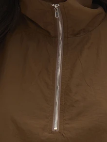MUSEYN Brown Chocolate Half Zip Pull Over High Neck Jacket Elegant Modest Sophisticated Everyday Casual Fall New Season Capsule Wardrobe - Brown - View 7