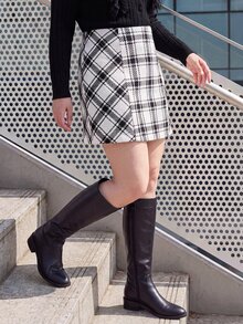 Bijouette Plus Size Skirts Fall - Black and White - View 6