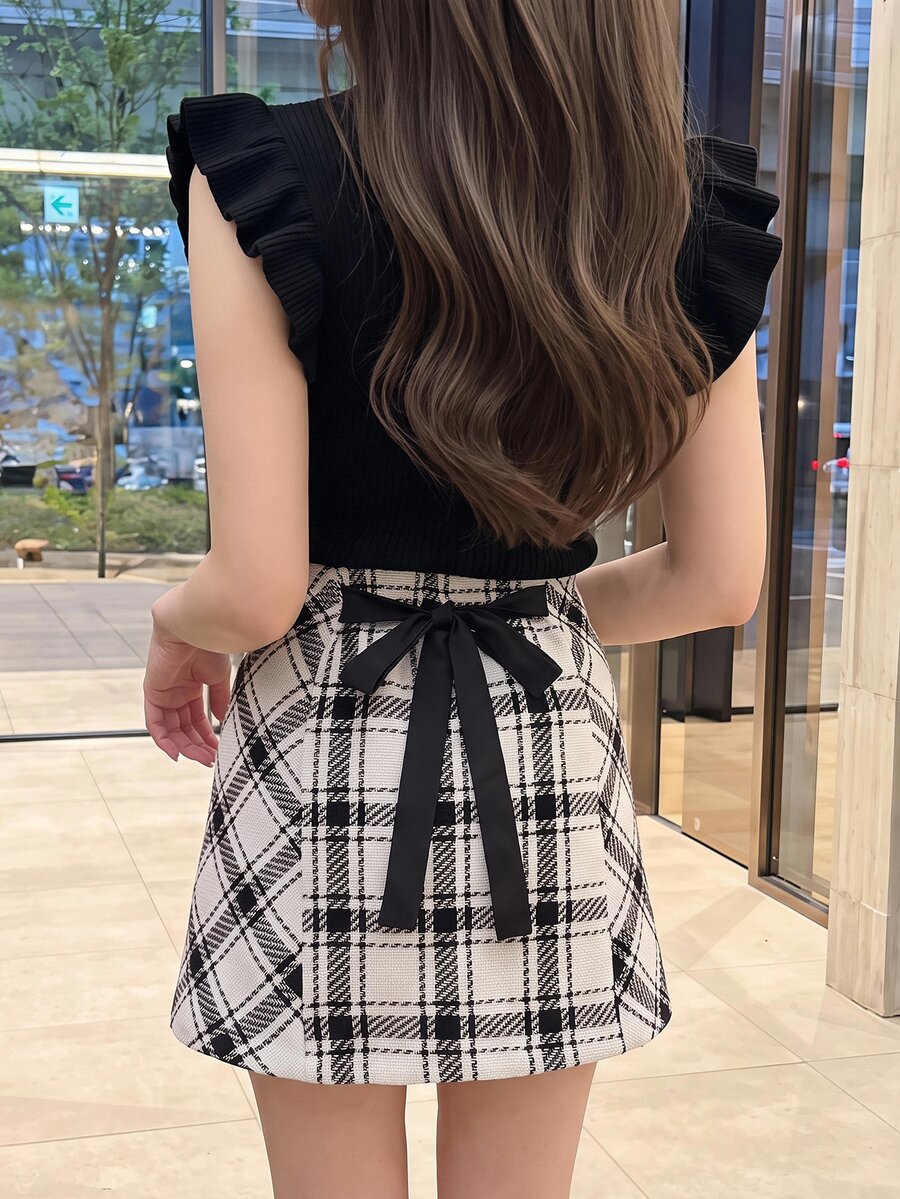 Bijouette Plus Size Skirts Fall - Black and White - View 1