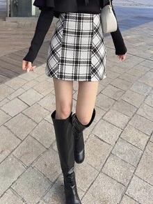 Bijouette Plus Size Skirts Fall - Black and White - View 3