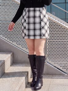 Bijouette Plus Size Skirts Fall - Black and White - View 11