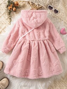 SHEIN 兒童粉色秋冬毛絨連身裙 - 粉色 - 查看 2