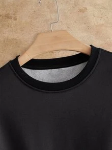 HIMLAND Men Black Color Block Sweatshirt Long Sleeve Crew Neck Patchwork Relaxed Fit Casual Pullover Streetwear Soft Fabric Daily Wear Autumn Spring Style Top - Multicolor - View 3