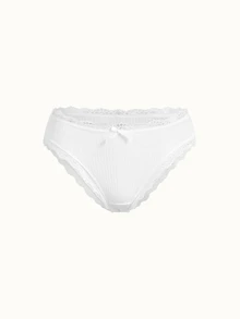 Bonmuse 7条装女士花卉撞色蕾丝边100%纯棉内裤 - 黑與白 - 查看 8