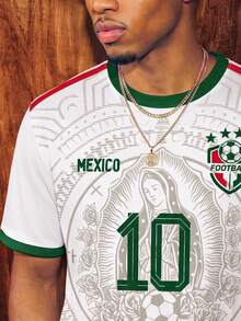 Aesthetic Post White Summer Streetwear Graphic Holiday Retro Mexican Mayan Totem Football Jersey Floral Print Player Version Contrast Color Round Neck Training Shirt - Multicolor - View 7